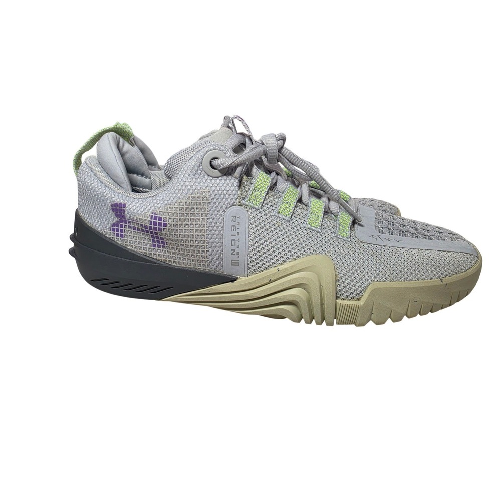 Under Armour TriBase Reign 6 Womens Grey Green Training Shoes 3027342-100 Size 9